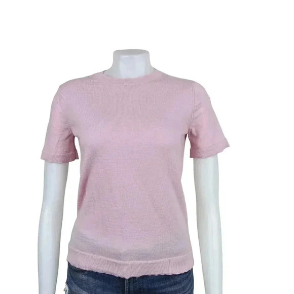 Banana Republic Merino Wool Short Sleeve  Sweater Lightweight Pink Size Small - Picture 4 of 9